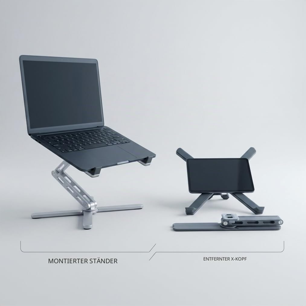 Laptop Ständer Höhenverstellbar – Stabiler Aluminium Laptophalter Ergonomisch – Faltbar & rutschfest – Für MacBook & Notebook bis 17 Zoll