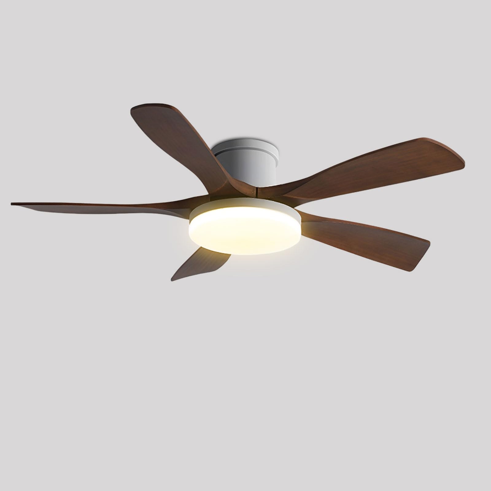 HXYSXHJUO Nordic Indoor Ceiling Fan With Light Dimmable LED Fixtures 6 Speeds Quiet For Bedroom Living Room Restaurant Remote Fans Lights Wood Blades