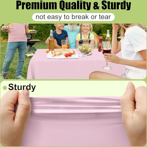 Image of Smiry Disposable Table Cloth 3 Pack, 84 Inch Round Waterproof Plastic Tablecloth, Decorative Round Table Covers for Party, Birthday, Picnic, Pink