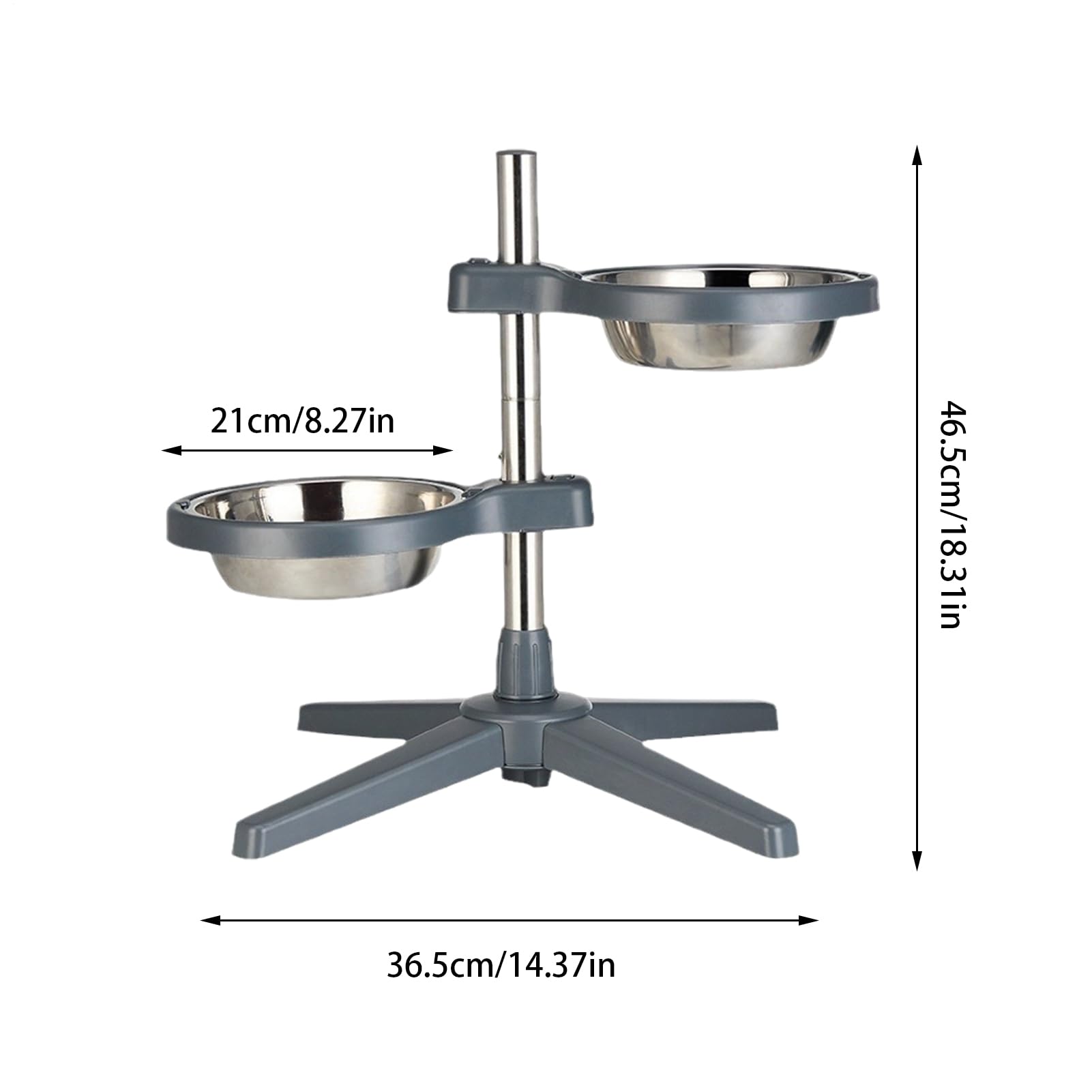 Cuencos elevados para perros - Estación de alimentación de acero | inoxidable para mascotas | Bandeja para perros elevada antideslizante, para cachorros ajustable en altura con soporte para