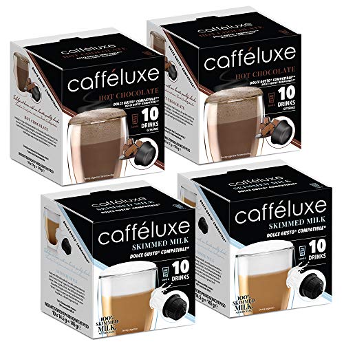 Caffeluxe Chococino for Dolce Gusto - 20 Hot Chocolate Capsules & 20 Milk Capsules