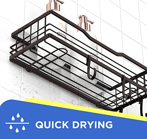 Hblife Shower Caddy 2 Pack Shower Organizer, Adhesive Shower Caddy With 4 Hooks And Soap Dish, No Drilling Stainless Steel Shower Shelves For Inside Shower, Shampoo Holder For Shower Wall, Bronze #TOP7