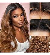 Ombre 5x5 Pre Plucked Pre Cut Lace Front Wigs Human Hair 1b/30 Colored Bouncy Body Wave Lace Fron...