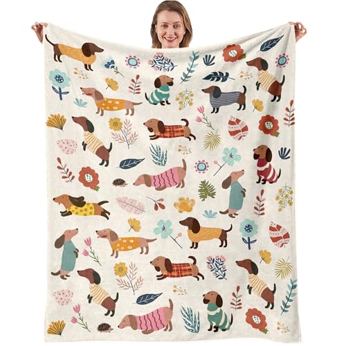 Nahjiiem Dachshund Gifts for Women Weiner Dog Gift for Women Birthday for Dachshund Lovers Dachshunds Weiner Dog Mom Gift Decor Throw Blanket 50x 60