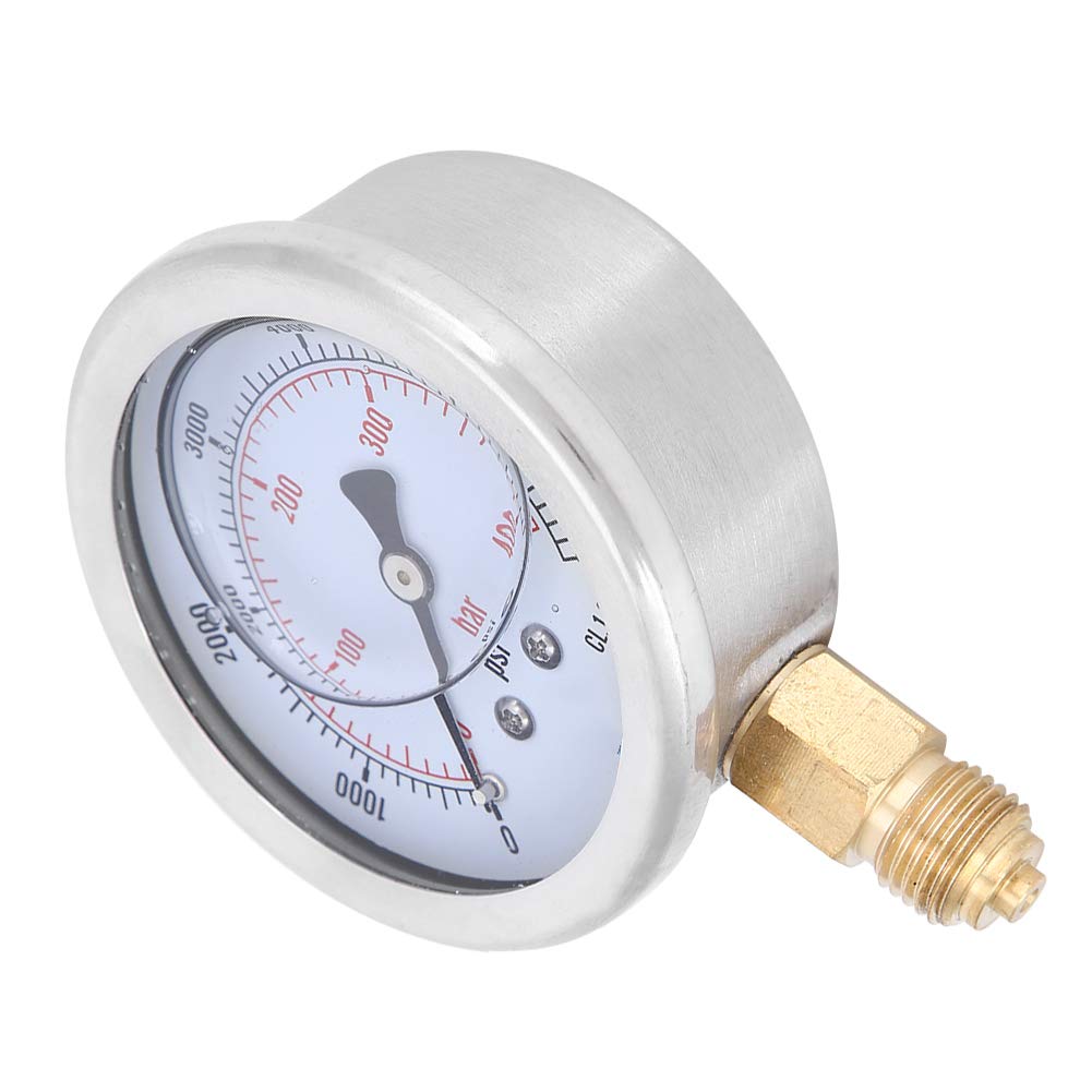 Manometro 1/4BSP 0-6000psi, misuratore di Pressione Radiale Professionale Riempito d'olio, per macchinari, Petrolio, Industria Chimica, ECC.