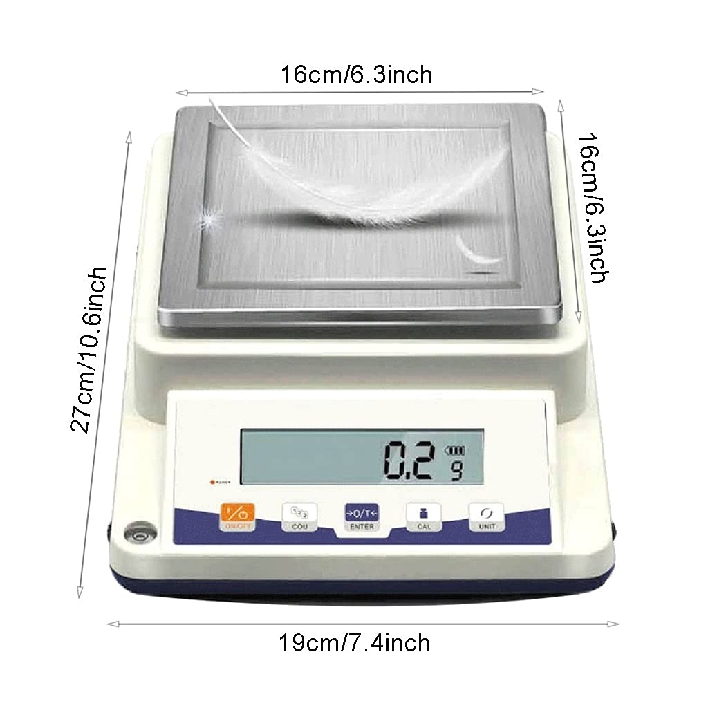 MRKU Báscula de conteo Balanza analítica de precisión de Laboratorio Balanza de 0,1 Gramos Balanza electrónica Báscula de joyería Pesaje de precisión de Cocina CA/CC