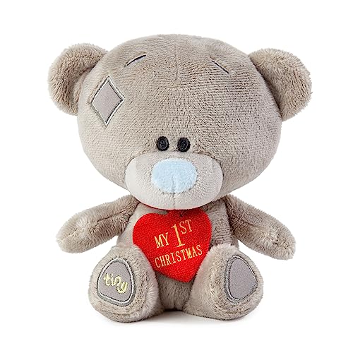 Me to You Tiny Tatty Teddy My First Christmas Bear in Gift Box - Official Collection, Grey, Blue, 15cm