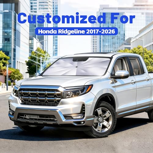 Image of Car Windshield Sun Shade for Honda Ridgeline 2017-2026 -[Reflective Coated Fabric] Sunshade Umbrella for Front Window, Car Shades Sun Visor Keep Car Cool and Protects Interior, 1:1 Exact Fit