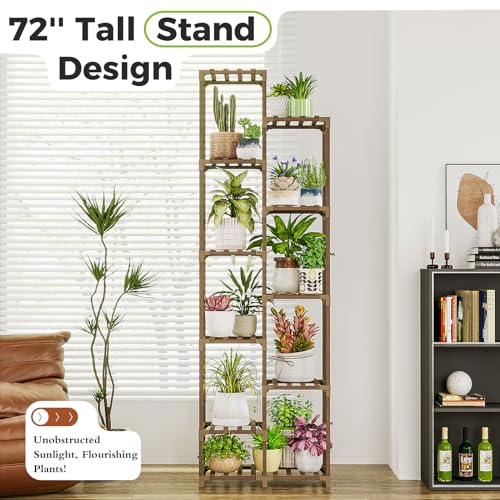 Bamworld 01E Plant Stand Indoor 72'' Tall Plant Shelf Outdoor Large Wood Plant Rack Corner Flower Stand Tiered Plant Holder thumb #1
