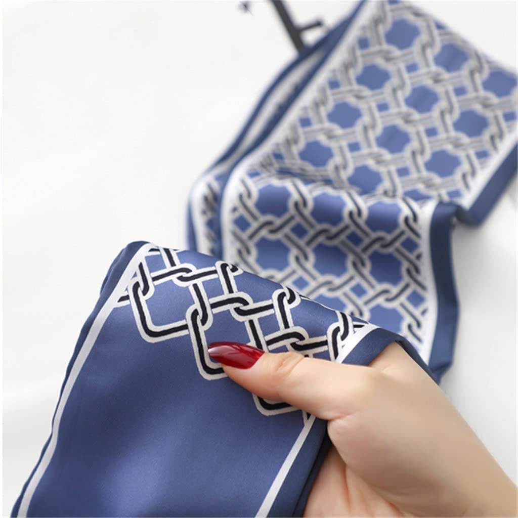 Bufanda de Mujer Bufanda Cuadrada Estampado de Corbata de Pelo Pañuelo de Seda Satinada Pañuelo de Cabeza para Mujer Bufanda de Seda de Tira Larga pequeña (B 11 * 125CM)