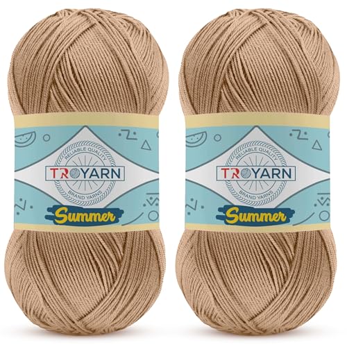 Image of Yarn for Crocheting & Knitting - 2 Skeins (2x383 Yds) (105369 - Cookie) - 100% Microfiber Acrylic for Craft Projects