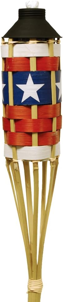 TIKI Brand 57-Inch Americana Patriotic Bamboo Torch with FlameKeeper Technology, Single Torch