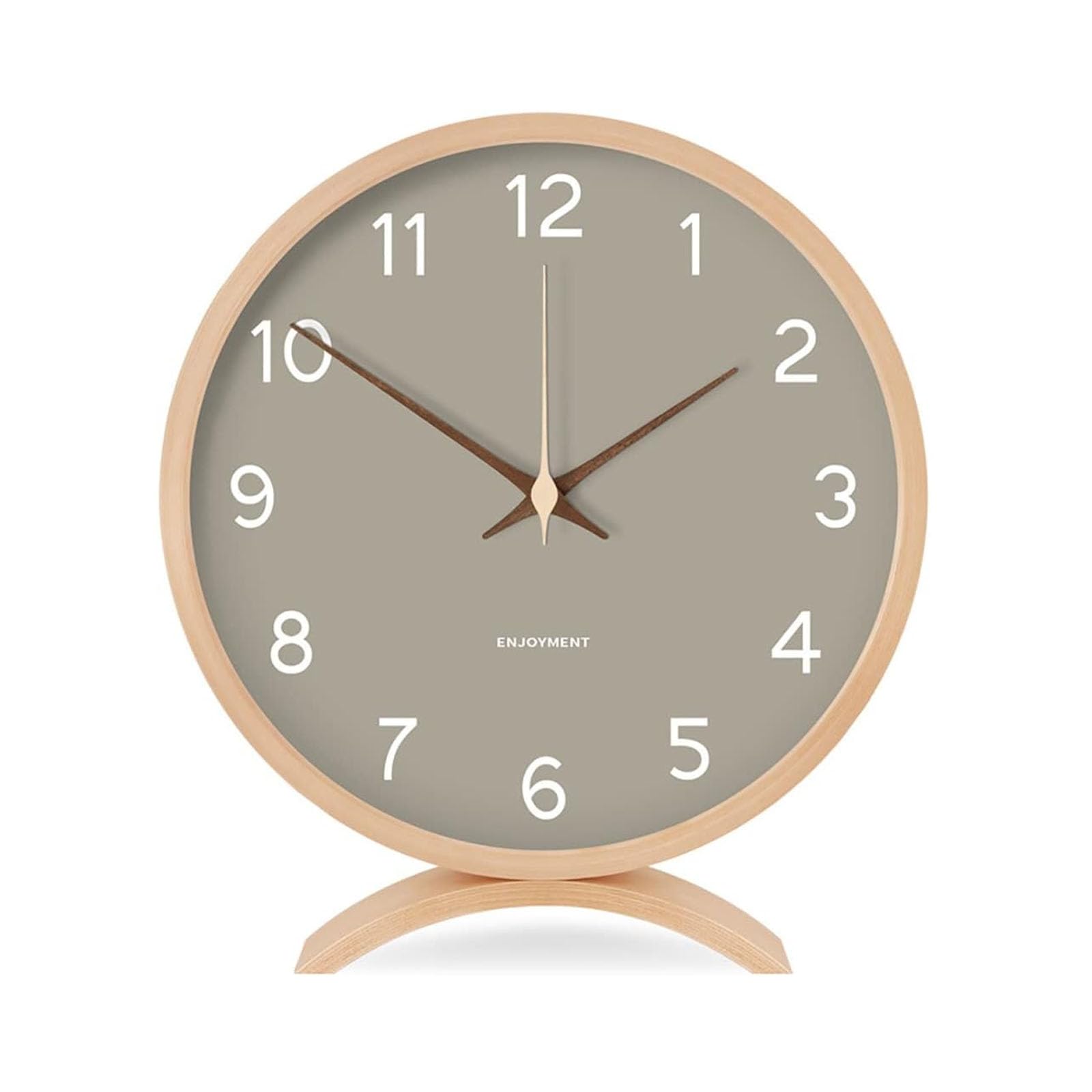mooqs Kleine moderne houten klok stil, geen tikken, werkt op