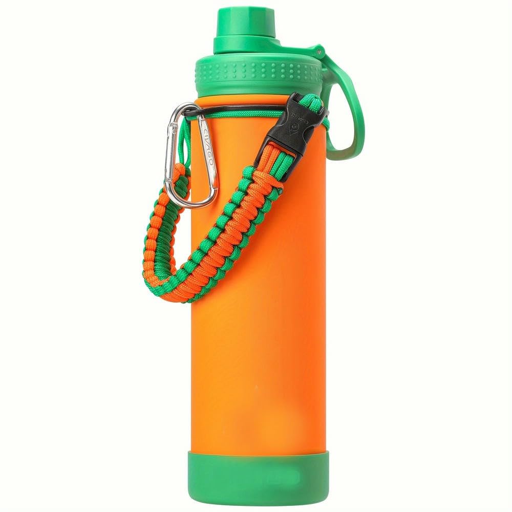 Izolowana butelka na wodę szerokie usta stalowy kubek z pokrywką szczelny podwójna ścianka vacuum flask 24h zimny kołnierz (22oz)