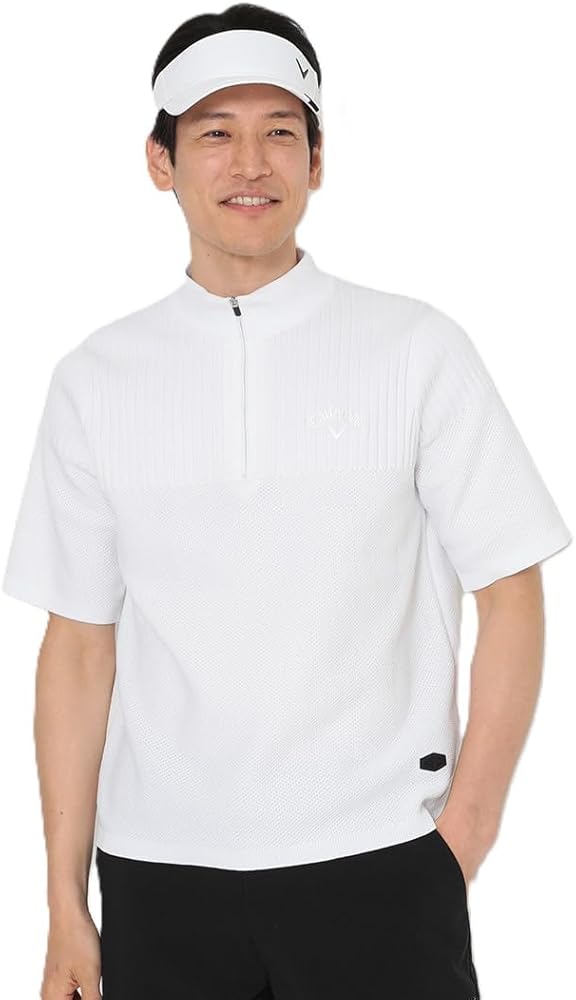 Amazon.co.jp: [キャロウェイ] 半袖シャツ モックネック ハーフジップ