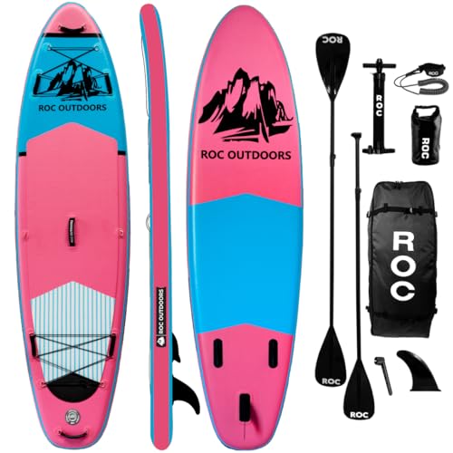 Image of Roc Inflatable Stand Up Paddle Board 10' 6 inch with Premium SUP Paddle Board Accessories, Wide Stable Design, Non-Slip Comfort Deck for Youth & Adults