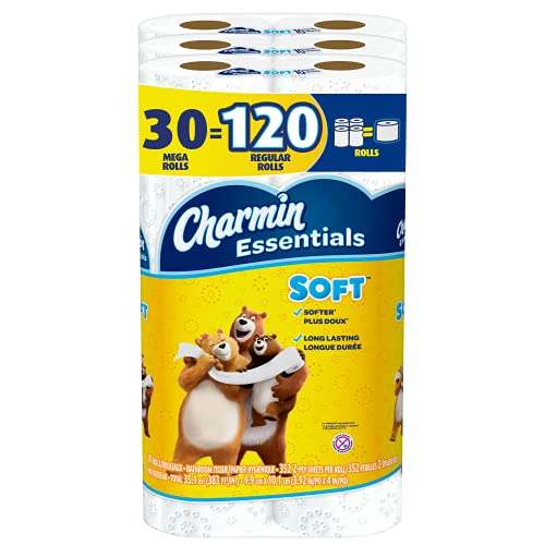 Charmin essentials soft toilet paper, 30 mega rolls = 1…