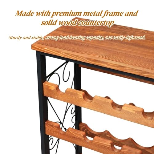 Soporte para Botellas de Vino con Marco Metálico y Madera Acacia miniatura 3