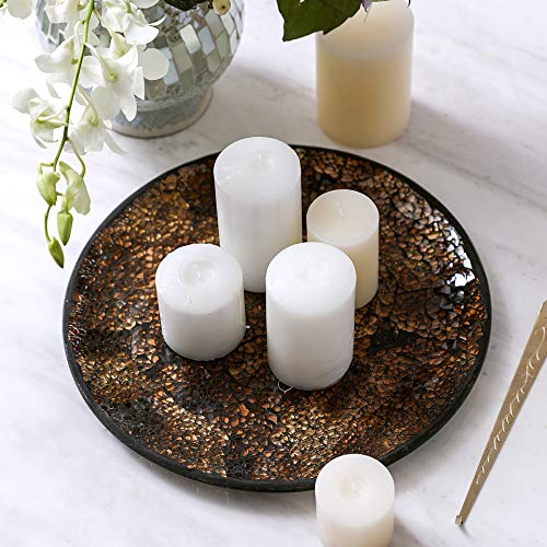 Whole Housewares 12" Glass Mosaic Candle Plate (Gold/Brown)