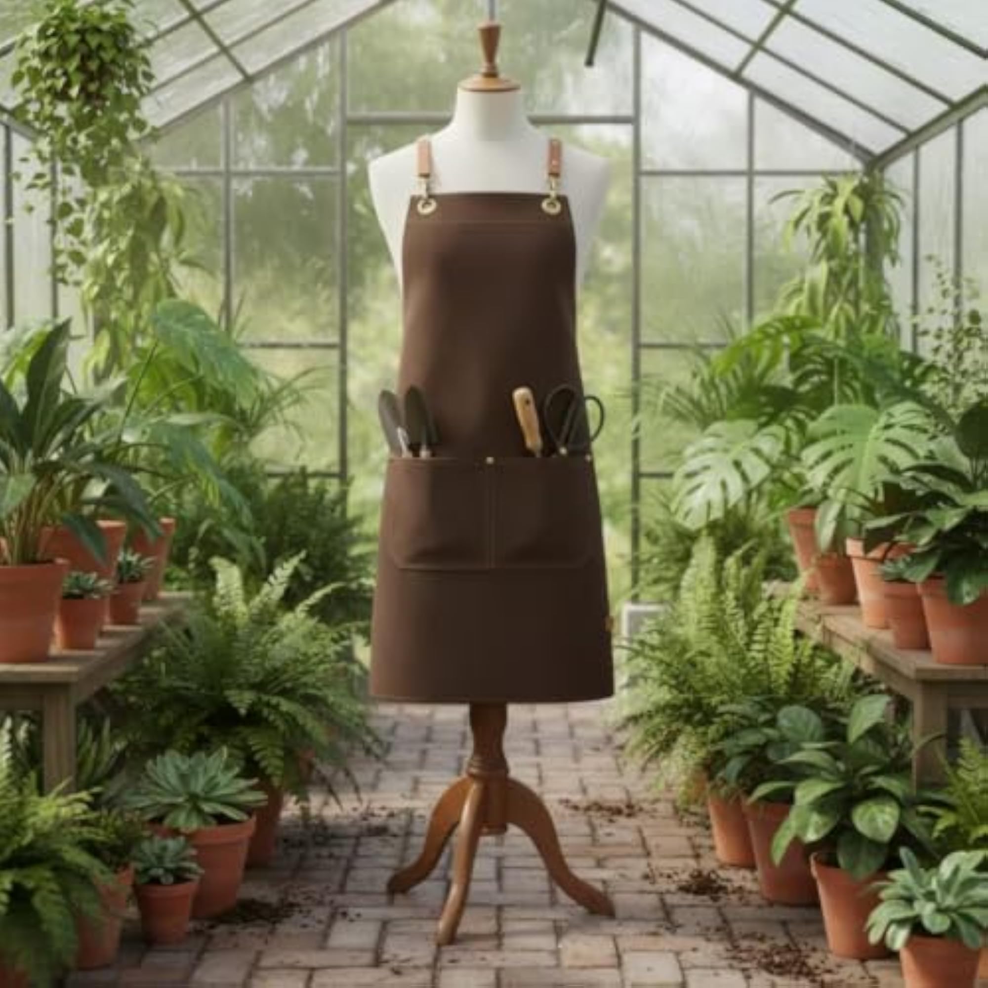 Large Front Pocket Cross-Back Apron, Long Work Wear