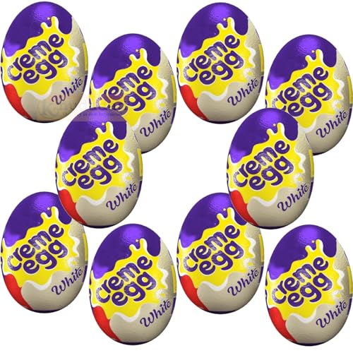 Creme Egg - Easter Eggs White Chocolate Creme Eggs Eggs For Easter Egg Hunt Kids Easter Eggs (10 x White Creme Eggs)