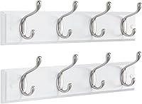 AMADA HOMEFURNISHING Wall Mount Coat Rack 2-Pack White - Sturdy MDF Hooks for Coats Hats Towels, 15.7" Long 7.7 lbs Capacity