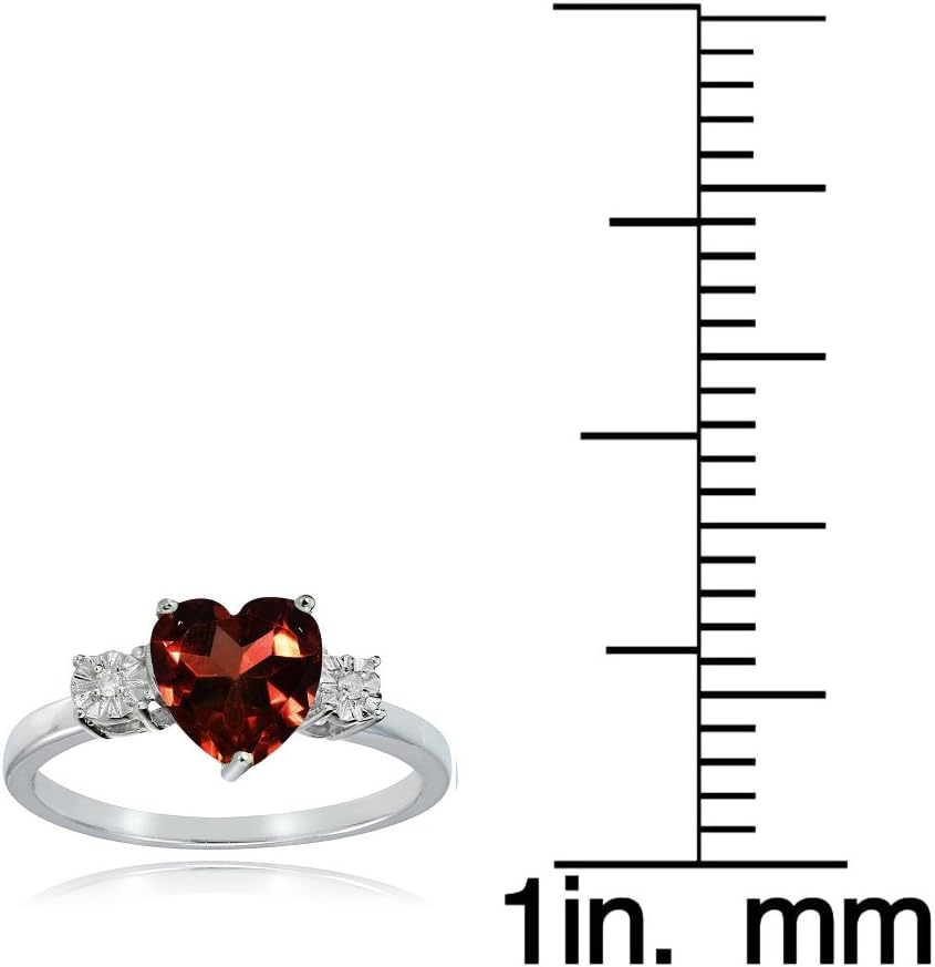 Ice Gems Sterling Silver African Garnet and Heart Ring - Image 3