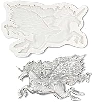 Vista 1 de Cestony Girl Riding a Flying Horse Moldes de silicona para pastel de bricolaje, fondant, galletas, jabón, pudín de azúcar, chocolate, dulces