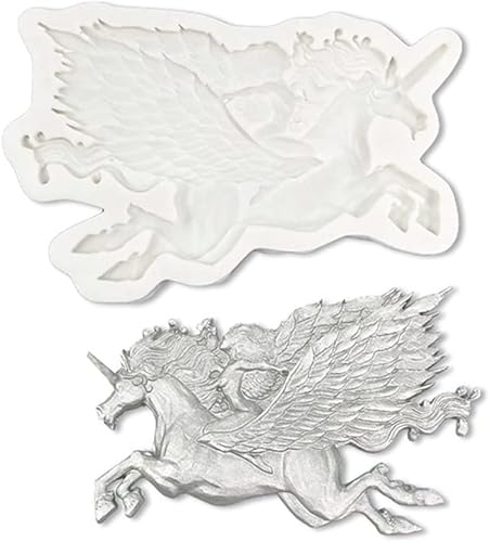 Cestony Girl Riding a Flying Horse Moldes de silicona para pastel de bricolaje, fondant, galletas, jabón, pudín de azúcar, chocolate, dulces,