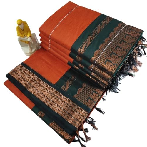 Image of Women's Kanjivaram Cotton Silk Saree South Indian Paithani Sari | gadwal cotton sarees with Zari Border and Blouse Piece - Suitable For All Indian Occasions and Festivals 191