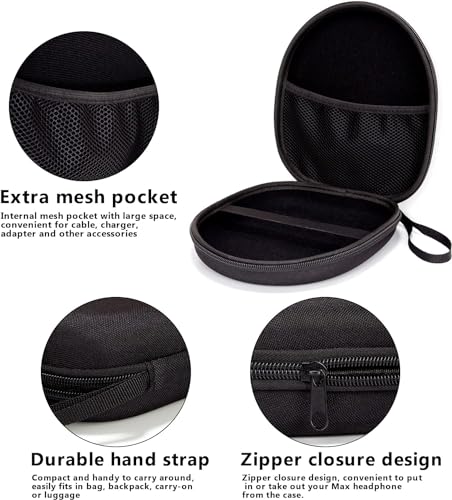 Image of M.G.R.J Portable Carrying Case Cover for Boat Nirvana Eutopia /Nirvana 751 ANC Bluetooth Headphones (Hard|EVA|Black)