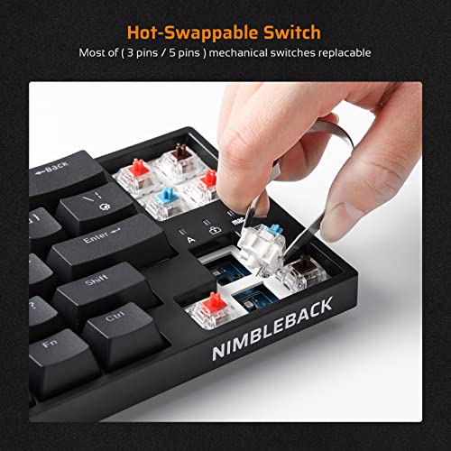 Image of LTC NB681 Nimbleback Wired 65% Mechanical Keyboard, RGB Backlit Ultra-Compact 68 Keys Gaming Keyboard with Hot-Swappable Switch and Stand-Alone Arrow /Control Keys (Hot Swappable Blue Switch, Black)