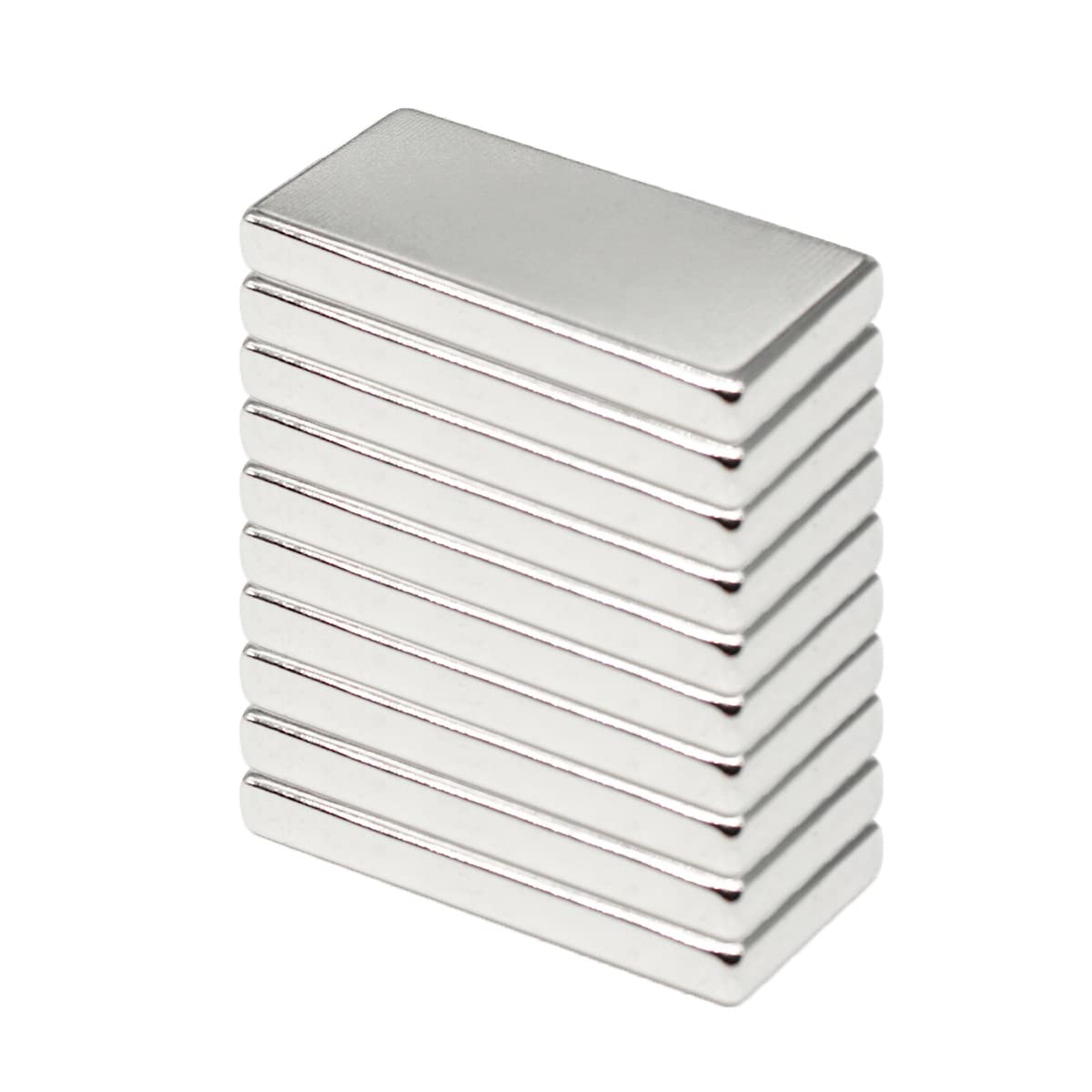 LTKJ 10 Pack Rectangular Neodymium Bar Magnets, Silver, Rare Earth Magnets For Multi-Use, Fridge, Crafts or DIY (40x20x5mm)