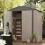 JUMMICO Metal Outdoor Storage Shed 6 x 8 FT Metal Shed with Lockable Door,Waterproof Garden Tool Shed Storage House for Backyard Patio Lawn,Brown