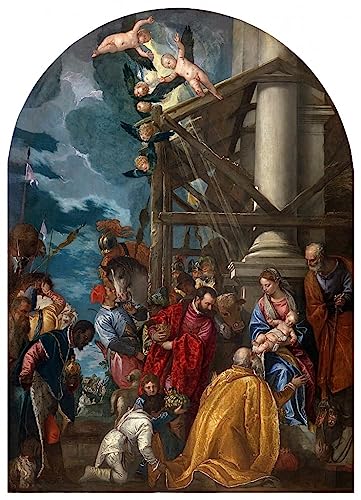 Pintura Adoración de los Magos de Paolo Veronese: lienzo de gran formato y refinado arte fino