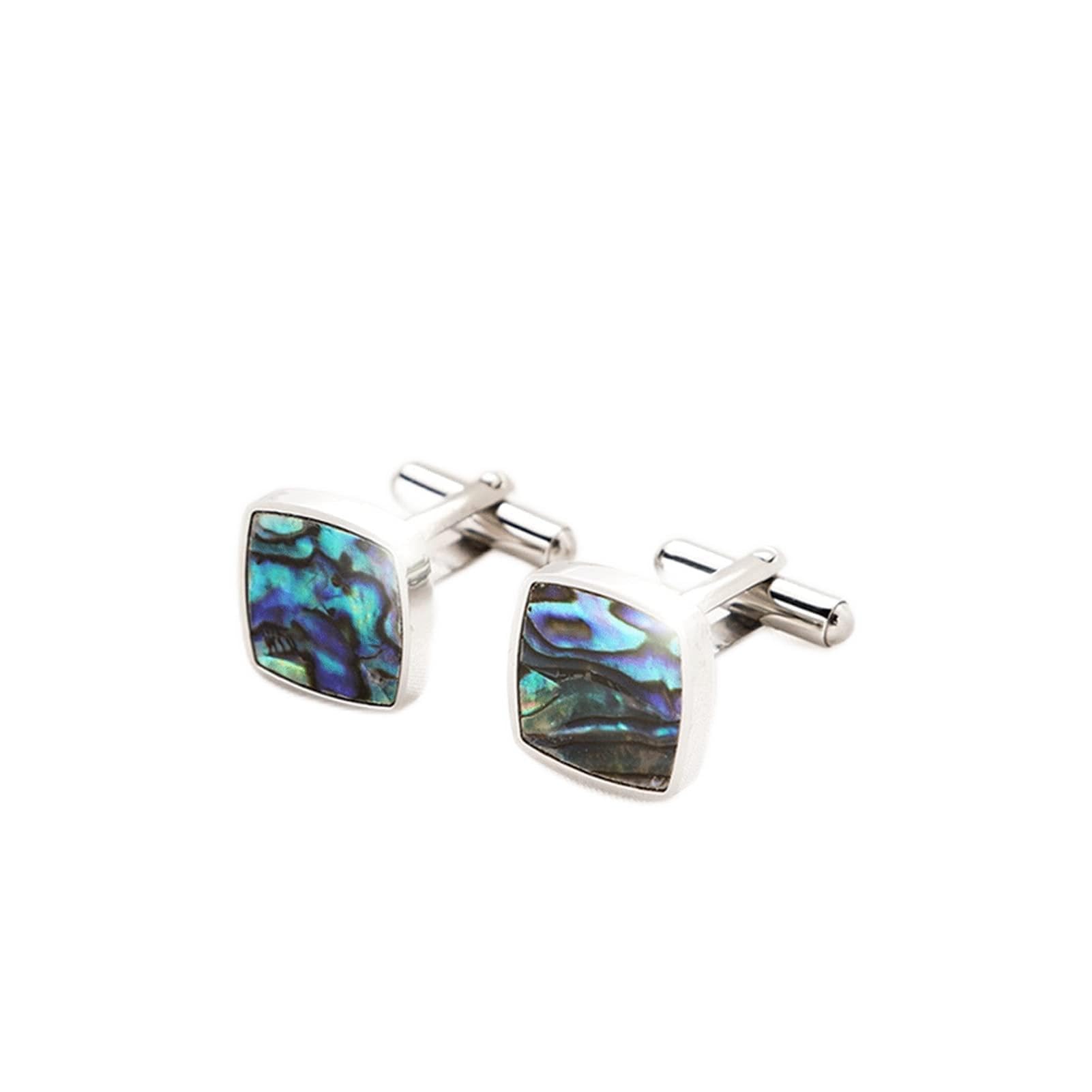 Joyería Gemelos para Hombres Gemelos Concha Natural Concha De Mariposa Azul Caja De Regalo para Hombres Gemelos para Camisa Camisa con Clavos Gemelos para Traje (A)