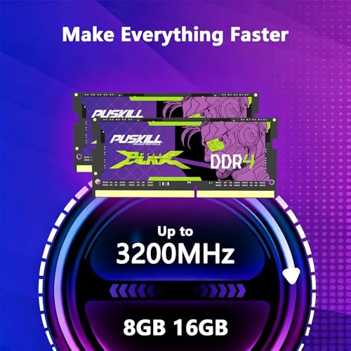 Image of PUSKILL DDR4 Laptop RAM 32GB Kit (2x16GB) 3200MHz (PC4-25600) 260-Pin SODIMM CL22 1.2V - Plug and Play Upgrade for Gaming Laptops and Notebooks, Compatible with Intel & AMD
