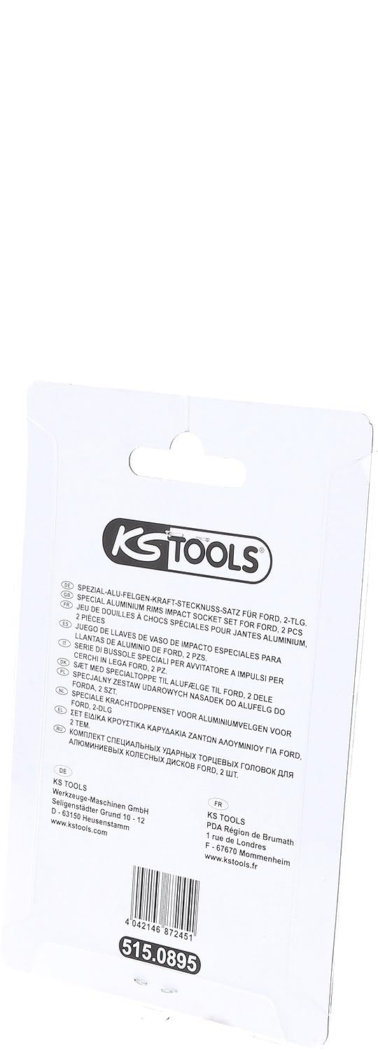 KS Tools 515.0895 Juego de llaves de vaso de impacto especiales de 1/2" para llantas de aluminio de Ford, 18,5 / 19,5 / 20,5 / 21,5 mm, 2 pzs