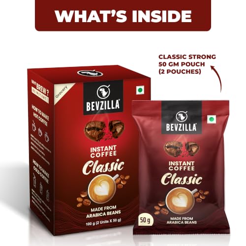 Image of Bevzilla 400 Grams (50 Gm X 8 Bags) Premium Classic Strong Coffee Powder | Make 50 Cups| Best for Espresso, Latte & Cappucino| Enjoy Hot & Cold Coffee