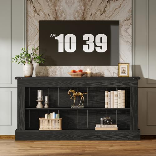Image of Tribesigns Farmhouse TV Stand for 70-Inch TV, 63 inch Entertainment Center with Storage, Modern Media Console Table for Living Room, Bedroom (Black)