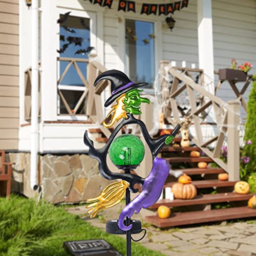 Viveta VT-2501 Solar Halloween Lights, Witch Halloween Decorations Solar Stake Lights With Crackle Glass Ball For Outdoor Pathway Garden Yard Patio thumb #8