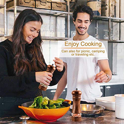 IAGORYUE Zout- en pepermolenset, premium houten pepermolen met kruidenmolen, handmatige zoutmolen met instelbare… - Image 7