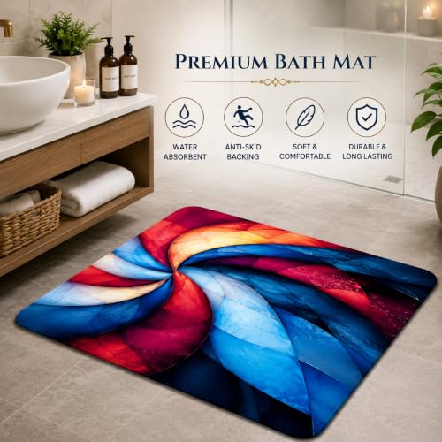 Image of BENAVJI Printed Bath Mat Combo Pack of 6 (14 x 23 Inch) | Super Soft Quick Dry Bathroom Floor Mat | Anti-Slip Water Absorbent Rug for Bathroom, Kitchen, Bedroom & Entrance | Multicolor