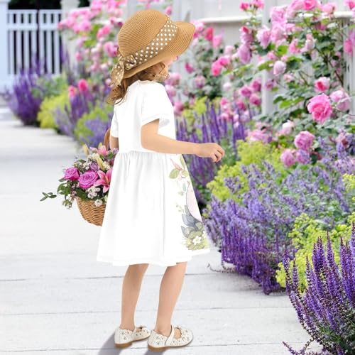 Girls' Short-Sleeve Dress Snake Animal Flower Summer A-Line Swing Cute Sundress 2-8T3