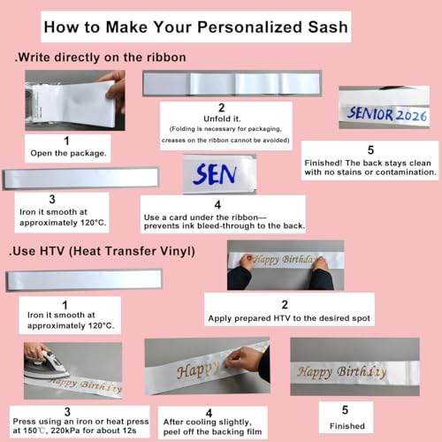 image for Docooniver 6pcs White Sashes Blank for Pageants,Senior 2026,Prom Queen