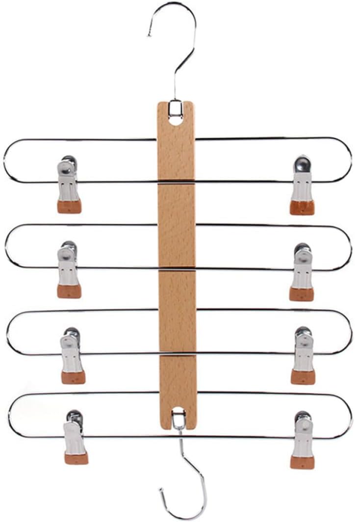 Multifunctional Telescopic Solid Wood Skirt and Pants Hanger with Clips, Foldable Wardrobe Organizer for Jeans and Skirts, Closet Storage Rack for Women’S Clothing Display