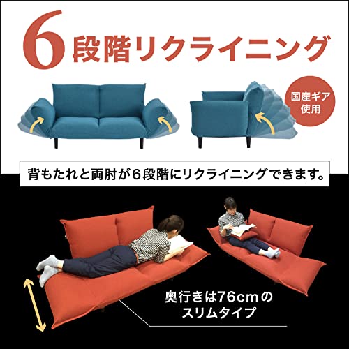 【フランスベッド正規品】 ソファーベッド ブルー 2人掛け 「ピッツPizz」 クッション2個・ビッグスツール1個・レッグ2種類付き 日本製 50701240 [3]