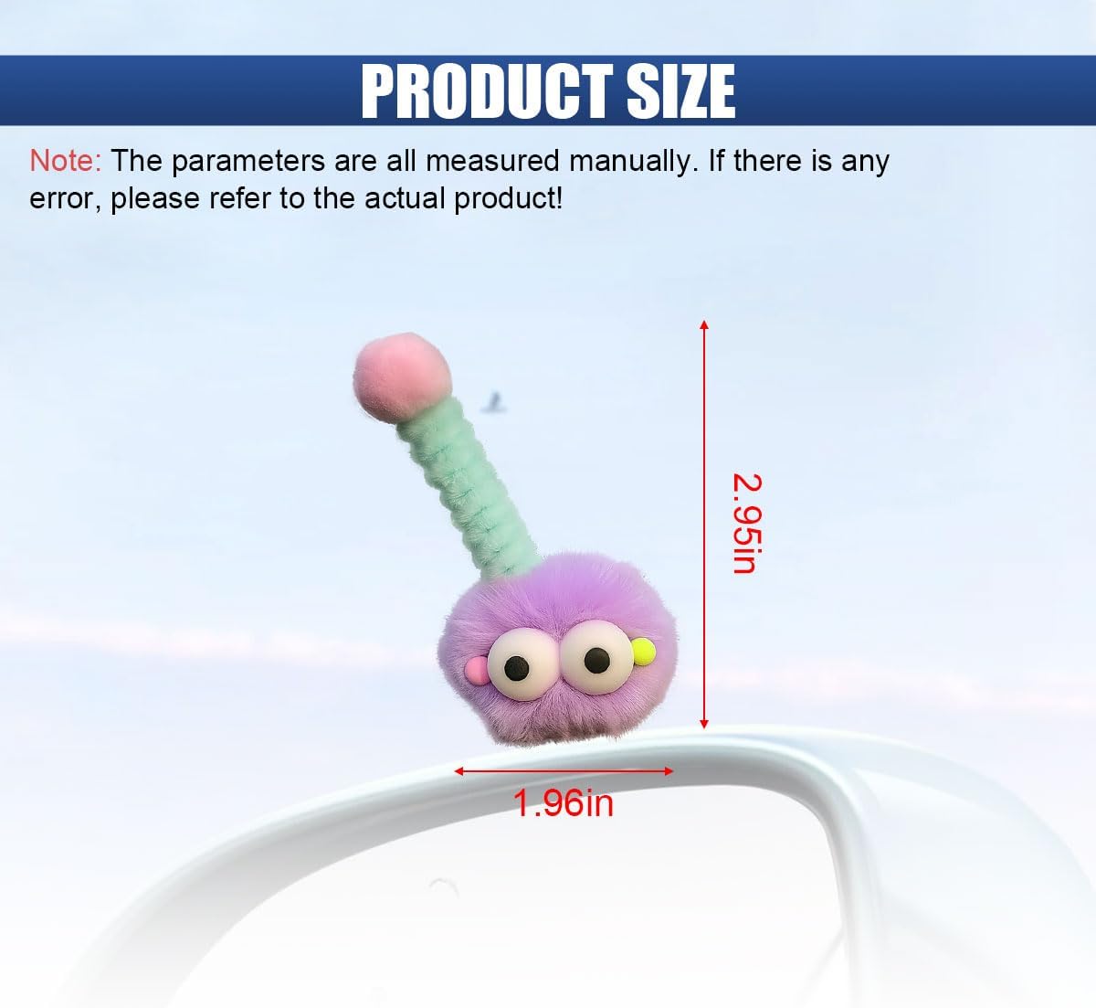 5PCS Cute Fluffy Monster Car Dashboard Decoration, Mini Plush Ball Figurines for Car Interior Dash Accessories, Kawaii Auto Center Console Rearview Mirror Ornament for Office Desk Decoration (Green) image 2