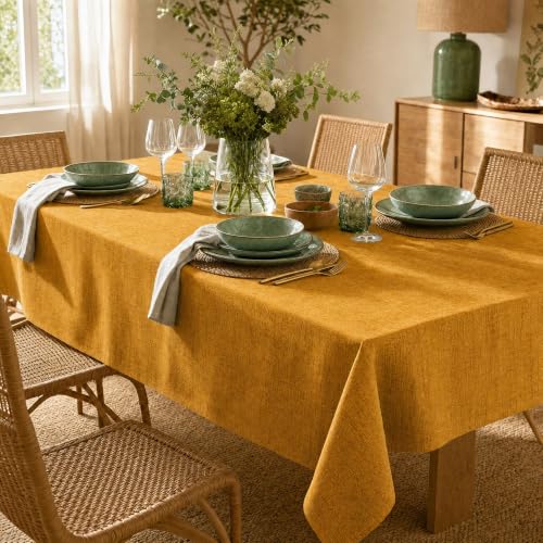 ECOMMERC3 Tovaglia Antimacchia Rettangolare Resinata Senape 240x140 cm
