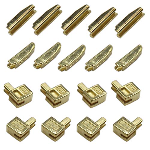 YaHoGa 20 Sets #5 Metal Zipper Latch Slider Retainer Insertion Pin Zipper Bottom Zipper Stopper for 5mm Metal Zipper Repair (Brass)